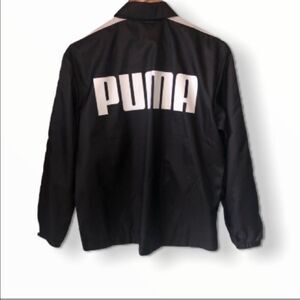 Puma Black Windbreaker Snap Front Jacket